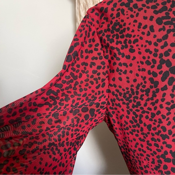 Red Printed Longsleeve Dress - Picture 5 of 7